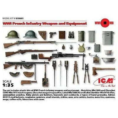 ICM-35681 1/35 WW 1 French Infantry Weapon and Equipment