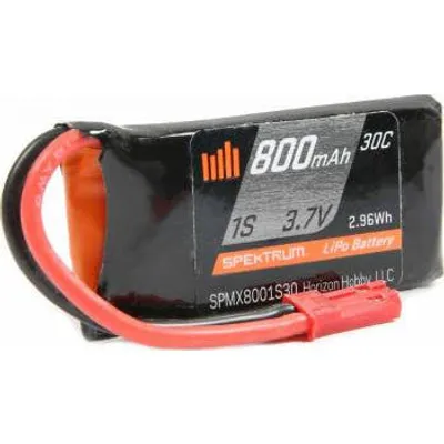 Spektrum JST 800mAh 1S 3.7V 30C LiPo Battery SPMX8001S30