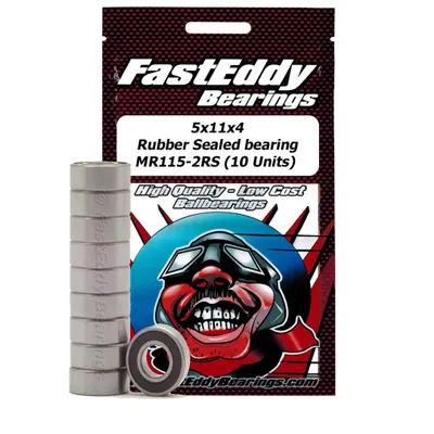 Fast Eddy Rubber Sealed Bearings (10): 5x11x4 TFE268 MR115-2RS