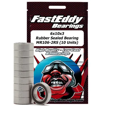 Fast Eddy Rubber Sealed Bearings (1): 6x10x3 TFE274 MR106-2RS
