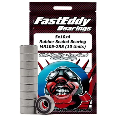 Fast Eddy Rubber Sealed Bearings Pack (10): 5x10x4 TFE275 MR105-2RS