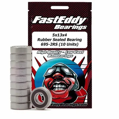 Fast Eddy Rubber Sealed Bearings Pack (10): 5x13x4 TFE309 695-2RS