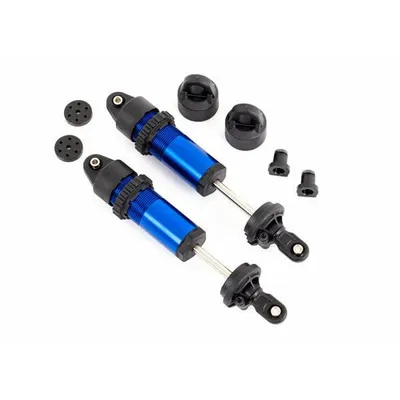 TRA9660 Shocks, Gt-Maxx®, Aluminum (Blue-Anodized) (Fully Assembled W/O Springs) (2)