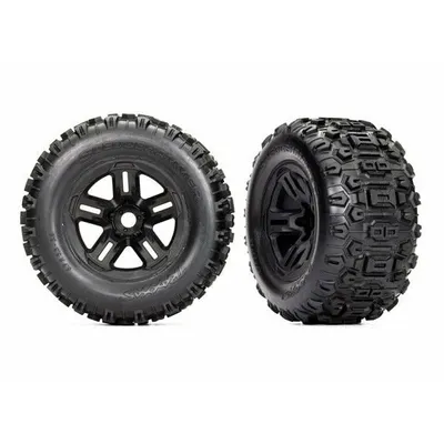 TRA9672 Tires And Wheels, Assembled, Glued (3.8" Black Wheels, Sledgehammer® Tires, Foam Inserts) (2)