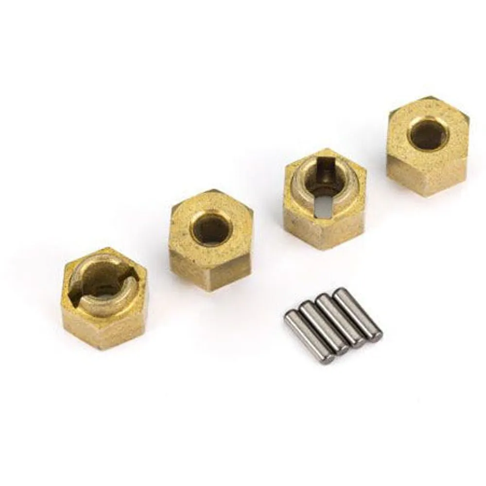 Wheel Hubs and Axle Pins(4): 7mm Hex - Brass TRA9750X