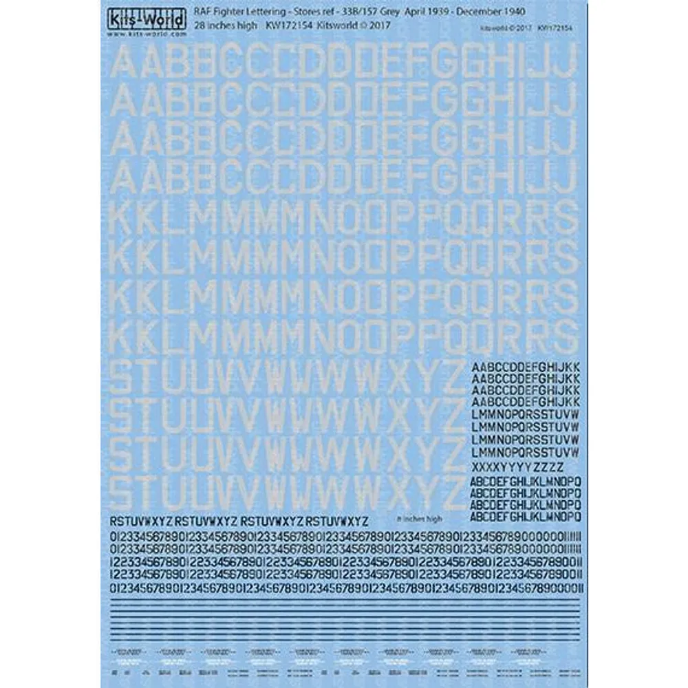 1/72 RAF inch Sea/Sky Gray Lettering Codes