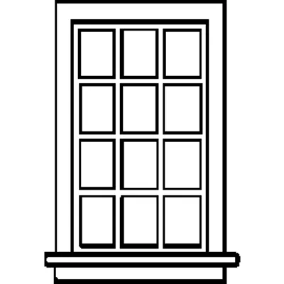 Window: Double-Hung, 12-Pane, Scale 36 x 64" 76.2 x 163cm pkg(8)
