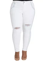 Plus Curvy Fit White Skinny Ankle Jeans