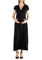 Cap Sleeve V Neck Maternity Maxi Dress