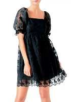 Floral Embroidery Babydoll Dress