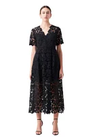 All Over Lace Short Sleeves Midi Dress