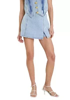 High-waisted Denim Mini Skort