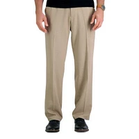 Haggar Premium Comfort Checker Plaid Classic Fit Flat Front Dress Pant