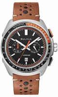 Bulova Mens Performance Racer Brown Leather Strap Watch