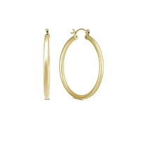 14k Yellow Gold 3MM Thick Tube Hoop Earrings (24MM)