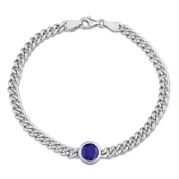 Lab Created 1.62 CT TGW Created Blue Sapphire Bracelet in Sterling Silver