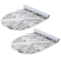 2 Pack Oval Bubble Bath Mat in Marble Print