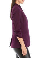 Women's 3/4 Sleeve Scrunched One Button Jacket