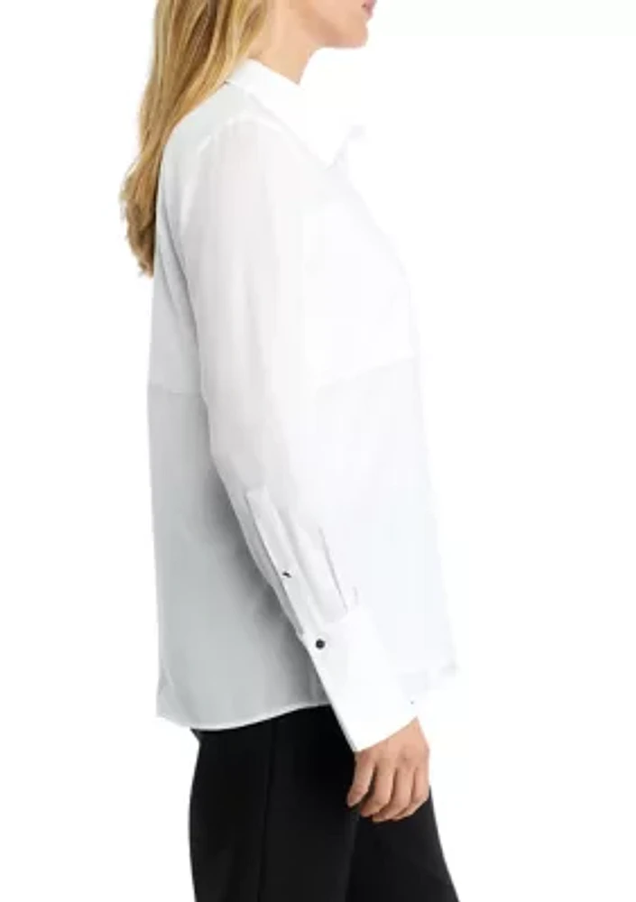 Women's Long Sleeve Collared Button Down Top