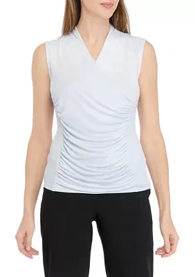 Women's Sleeveless V-Neck Ruched Top