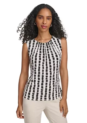 Women's Printed Sleeveless Pleated Cami Top