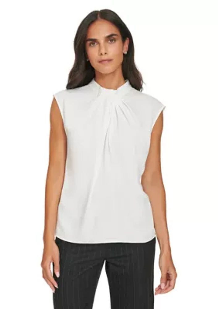 Women's Cap Sleeve Twist Front Blouse