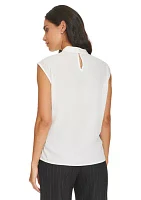 Women's Cap Sleeve Twist Front Blouse