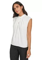 Women's Cap Sleeve Twist Front Blouse