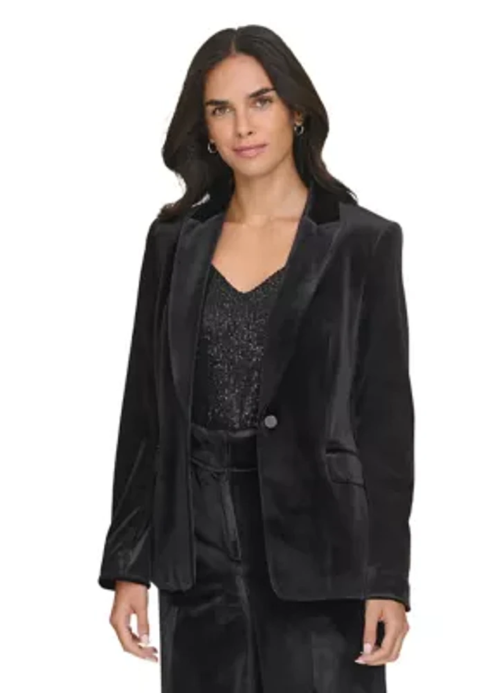 Women's One Button Velvet Jacket