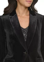 Women's One Button Velvet Jacket