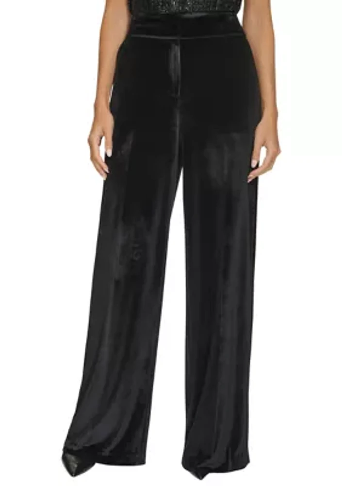 Women's Wide Leg Velvet Pants