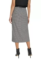 Women's Houndstooth Pencil Skirt with Slit