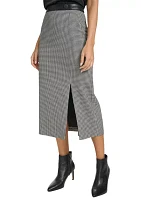 Women's Houndstooth Pencil Skirt with Slit