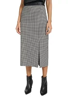 Women's Houndstooth Pencil Skirt with Slit