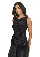 Women's Burnout Velvet Draped Top