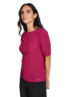 Women's Elbow Sleeve Crew Neck Top