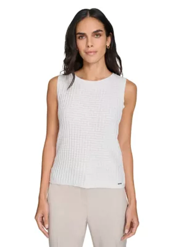 Women's Sleeveless Crew Neck Sweater with Lurex