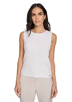 Women's Sleeveless Crew Neck Sweater with Lurex