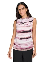 Women's Sleeveless Top with Draped Shoulder Detail