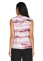 Women's Sleeveless Top with Draped Shoulder Detail