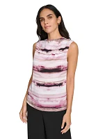 Women's Sleeveless Top with Draped Shoulder Detail