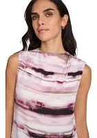 Women's Sleeveless Top with Draped Shoulder Detail