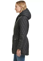 Women's Quilted Hooded Puffer Jacket with Sherpa