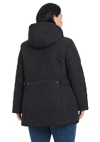 Plus Quilted Jacket with Removable Hood