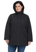 Plus Quilted Jacket with Removable Hood