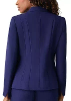 Petite One Button Panel Seamed Crepe Jacket