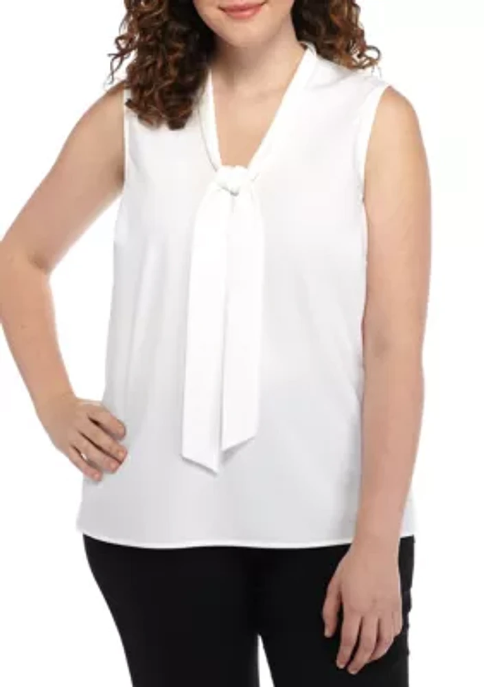 Plus Tie Neck Blouse