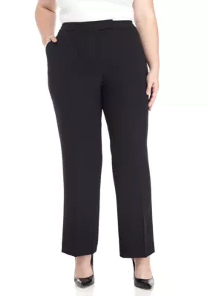 Plus Stretch Crepe Tab Front Trouser Pants