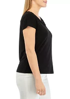 Women's Cowl Neck Cap Sleeve Knit Top