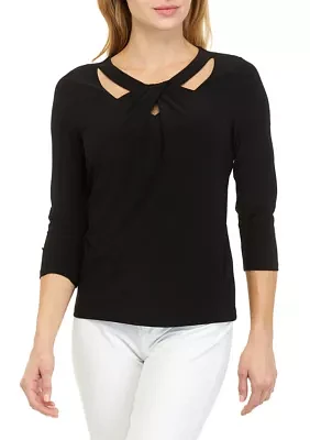 Women's 3/4 Sleeve Twist Neck Top